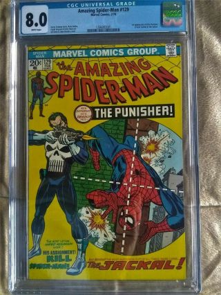 Spider - Man 129 Cgc 8.  0 Spiderman 1st Punisher White Pages