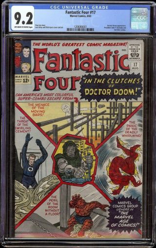 Fantastic Four 17 Cgc 9.  2 Ow/white (marvel,  1963) Doctor Doom Appearance Cover