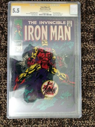 The Invincible Iron Man 1 Cgc Ss 5.  5 (fn -),  Signed By Stan Lee - Cgc 1184601001