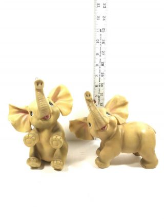 Vintage Plastic Molded Elephant In Playing Ivory Colors Toys 6 " T Adorable Animal