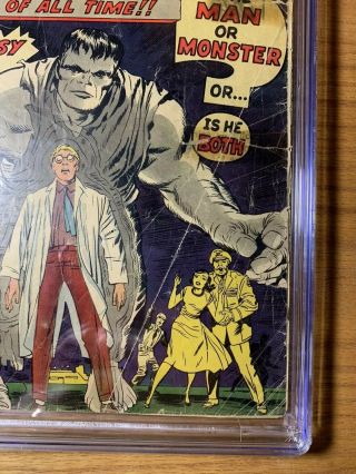 Incredible Hulk 1 / CGC 0.  5 / Off - White Pgs / 1st Appearance of the Hulk 5