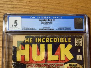 Incredible Hulk 1 / CGC 0.  5 / Off - White Pgs / 1st Appearance of the Hulk 6