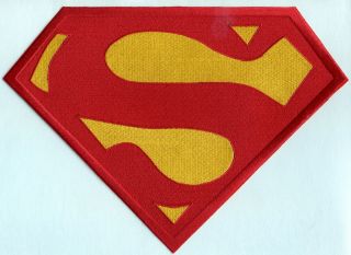 7 " X 10 " Embroidered Christopher Reeve Red / Yellow Superman Chest Logo Patch