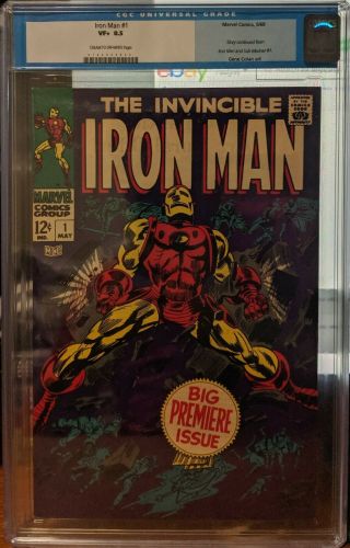 Invincible Iron Man 1 Cgc 8.  5 (vf, ) Origin Retold Marvel 1968