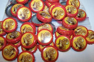 100 Shiner Bock Rams Head Beer Bottle Caps Red Yellow No Dents Fast Shpng