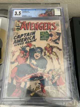 Avengers 4 Cgc 3.  5 Key Grail 1st Silver Age Captain America Avengers Label