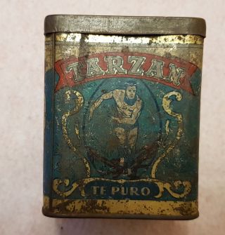 Tarzan Antique Tea Can/tin Uruguay Very Rare Vintage Burroughs 1950