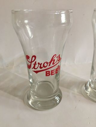 Stroh ' s Beer Glass Barware 5 In.  Vintage Bar Breweriana Set Of 2 2