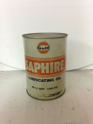 Gulf Oil Can Saphire Cardboard Can Full One Us Quart