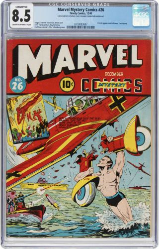 Marvel Mystery Comics 26 Cgc Vf,  8.  5 Sub - Mariner War Cover By Alex Schomburg