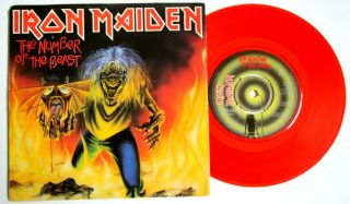 Ex/ex Iron Maiden 1982 The Number Of The Beast 7 " Red Vinyl 45 (emi 5287)