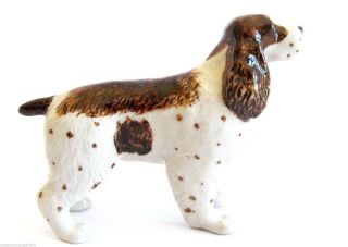 Miniature Ceramic Hand Painted English Springer Spaniel Dog Figurine - With/brown