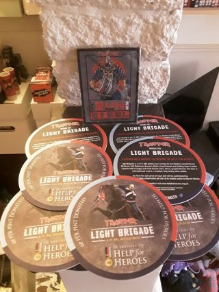Robinson Iron Maiden Sun And Steel Saki Lager Patch And 7 Light Brigade Coasters
