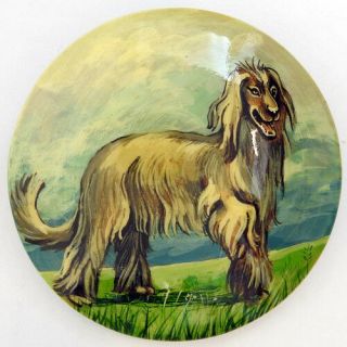Afghan Wolfhound Russian Borzoi Hand Painted Lacquer Brooch Pin 041