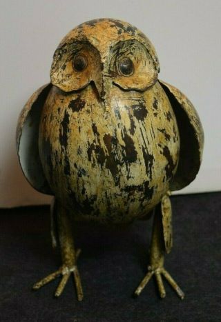 Metal Art Burrowing Or Barn Owl Home Decor 10 " Patina Garden Art Recycled Metal