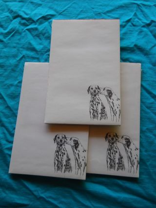 Dalmatians Kiss Dog Notepad 50 Sheets 8.  5 X 5.  5 Black & White Drawing - 3 Pads