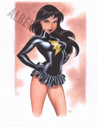 Shazam Dark (black Adam Costume) Mary Marvel Painting By Bruce Timm Signed Dc