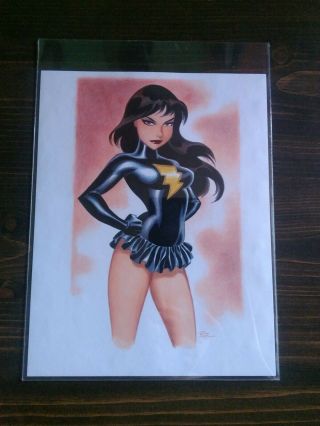 SHAZAM Dark (Black Adam Costume) Mary Marvel Painting by Bruce Timm Signed DC 2