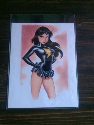 SHAZAM Dark (Black Adam Costume) Mary Marvel Painting by Bruce Timm Signed DC 3