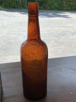 Antique H.  B.  Kirk & Co. ,  N.  Y.  Orange - Amber Whiskey Bottle