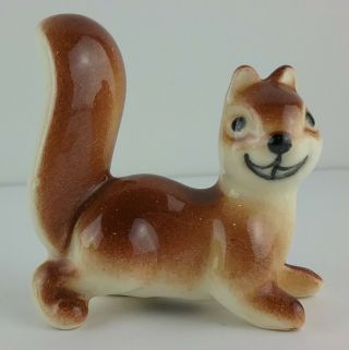 Vintage Smiling Happy Squirrel Figurine Tail Up 2 1/2 X 2 1/2
