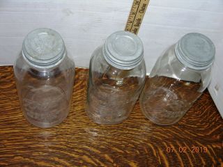 3 Vintage Canning Jars 1/2 Gallon 2 Ball,  1 Kerr & Zinc Lids