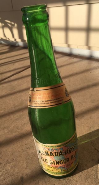 Canada Dry Ginger Ale Green Glass Bottle Vintage 12 Fl Oz 1930s York Ration