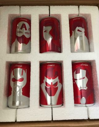Limited Edition Marvel Avengers 2016 Mini Coca Cola Cans - Set Of 6 - Empty Coke