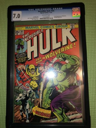 Incredible Hulk 181 Cgc 7.  0 | Marvel 1974 | 1st Full Appearance Of Wolverine.