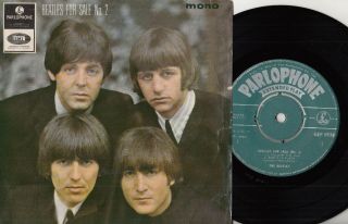 60s The Beatles No.  2 Rare 1964 Indian Green Label 7 " Vinyl Ep 45