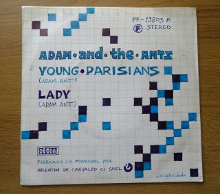 ADAM AND THE ANTS Young Parisians RARE 1978 PORTUGAL PUNK 7 