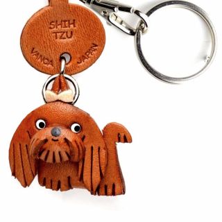 Shih Tzu Handmade 3d Leather Dog Keychain Vanca Keyring Made In Japan 56760