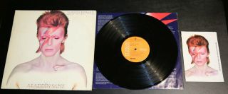David Bowie Aladdin Sane 1st Press Lp 1973 Exc Vinyl W Fan Club Application