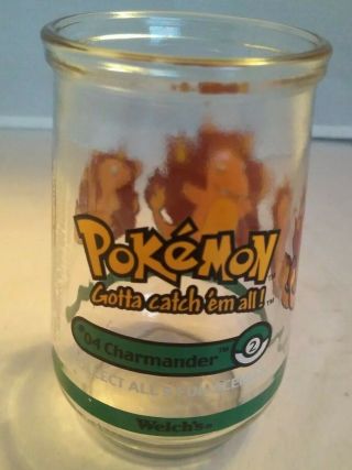 Pokemon 4 Charmander Jelly Jar Glass by Welch ' s 1999 Nintendo Anime 2