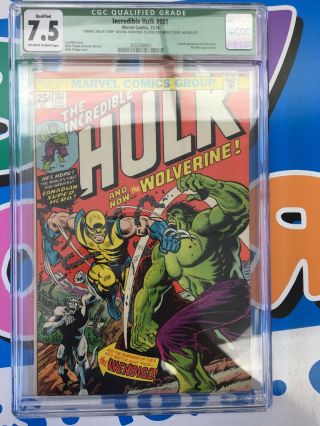 Incredible Hulk 181 Cgc 7.  5 (green Label - Stamp Removed)