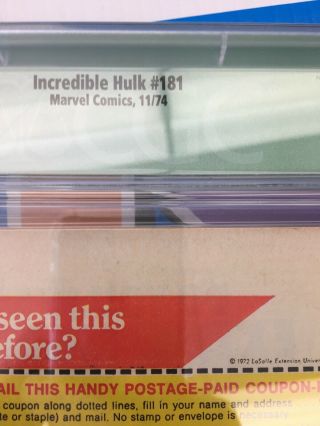 Incredible Hulk 181 CGC 7.  5 (Green Label - Stamp Removed) 7