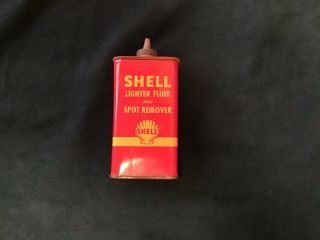 Vintage Shell Lighter Fluid And Spot Remover 4oz Can Lead Top Tin Can