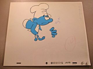 1980s Animation Production Cel For The Smurfs Tv Show - Smurf Cel Chef