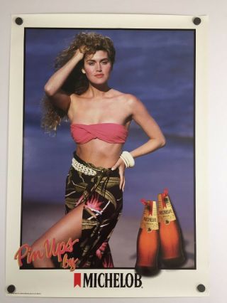 Vintage 1986 Michelob Beer Pin Ups Sexy Model " Poster 28x20 Nos 80s Busch
