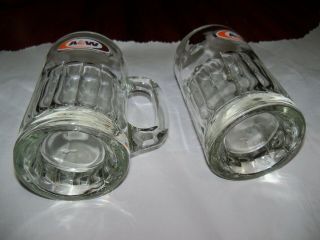 2 A&W Root Beer Clear Glass Mugs Orange/Brown Logo Thick and Heavy 5 3/4 