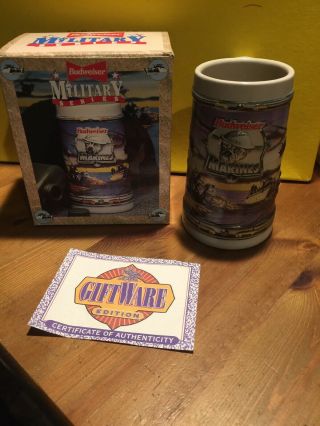 Anheuser - Busch Budweiser Beer Stein: 1995 Military Series Salutes The Marines