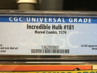 The Incredible Hulk 181 (Nov 1974,  Marvel) CGC 6.  0 6
