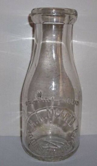 H.  A,  Ward Johnsonburg Pa.  Embossed Pint Milk Bottle