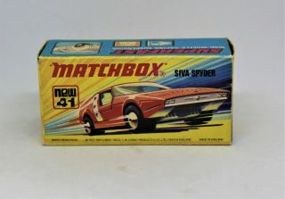 Matchbox Lesney Superfast No41 Siva Sypder Empty " I Type Box " With