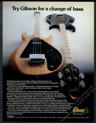 1976 Gibson Ripper G3 Bass Guitar Photo Vintage Print Ad