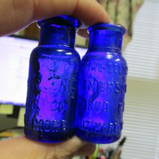 Cobalt Blue 5x Bromo Seltzer,  1x Bromo Caffeine medicine bottles 2