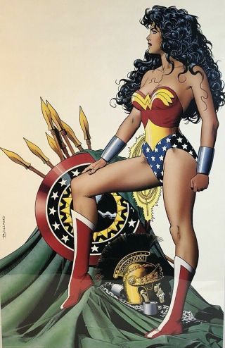Rare Vintage Wonder Woman Iconic Poster By Bolland 1993 Dc Comics