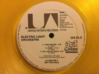Electric Light Orchestra LP Ole ELO Promo GOLD VINYL Limited Edition RARE E.  L.  O. 8