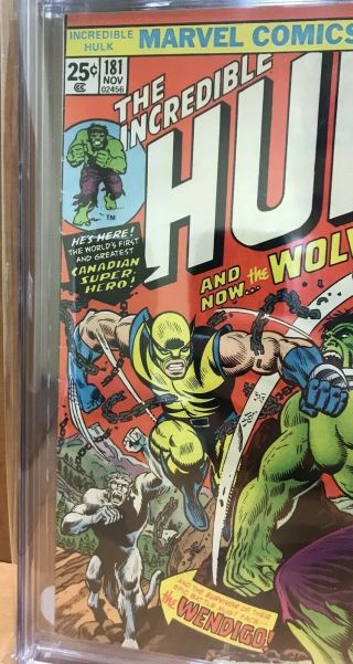 Incredible Hulk 181 CGC 7.  5 OW/W 1st Wolverine Iron Fist 14 Sabertooth 9.  4 WHT 4