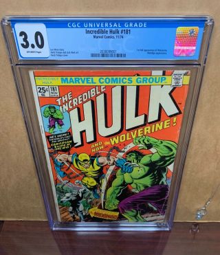 Incredible Hulk 181 Cgc 3.  0 1st Appearance Wolverine Iconic Mega Key